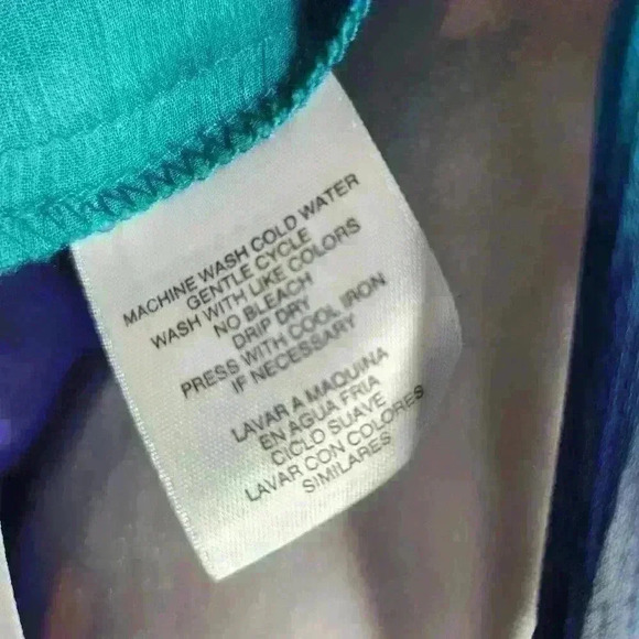 Jones New York Womens Blue Green Pullover Sheer Top Large - Picture 6 of 8